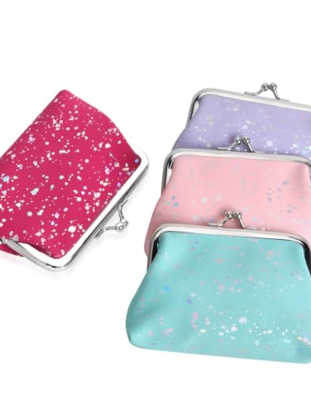 Faux Leather Mini Coin Purse Set Kiss Lock Change Wallet Card Holder